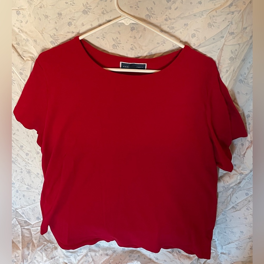 Karen Scott Red Boxy Short Sleeve Tee